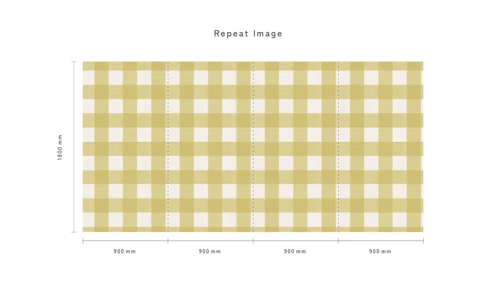 LIMELIGHT（ライムライト）のCH-GI-01はチェック柄のギンガムLのイエロー色。 オフィスの執務スペース・会議室や店舗デザインに対して温かみのあるモダンな空間演出に最適な個性化を実現する壁紙クロス。そのパターンイメージ。