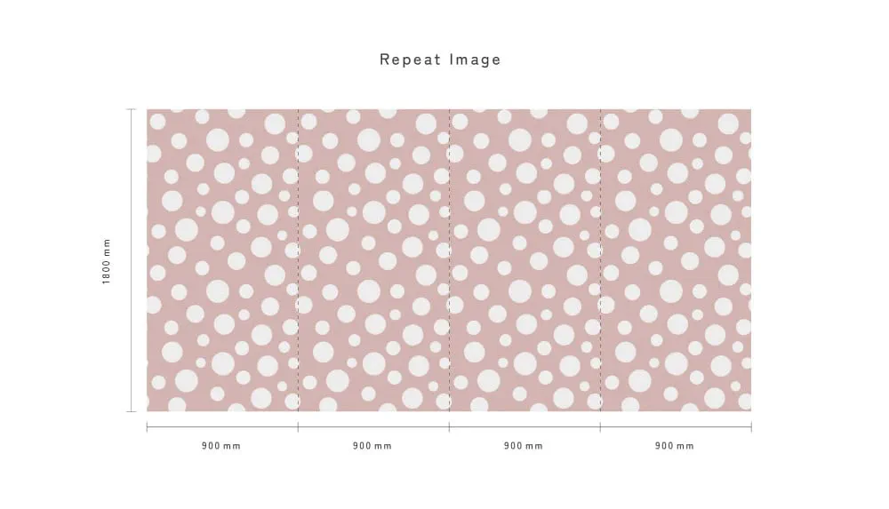 LIMELIGHT（ライムライト）のDO-BU-01は水玉（ドット）柄のバブルドットのピンク色。オフィスの執務スペース・会議室や店舗デザインに対して温かみのあるモダンな空間演出に最適な個性化を実現する壁紙クロス。そのパターンイメージ。